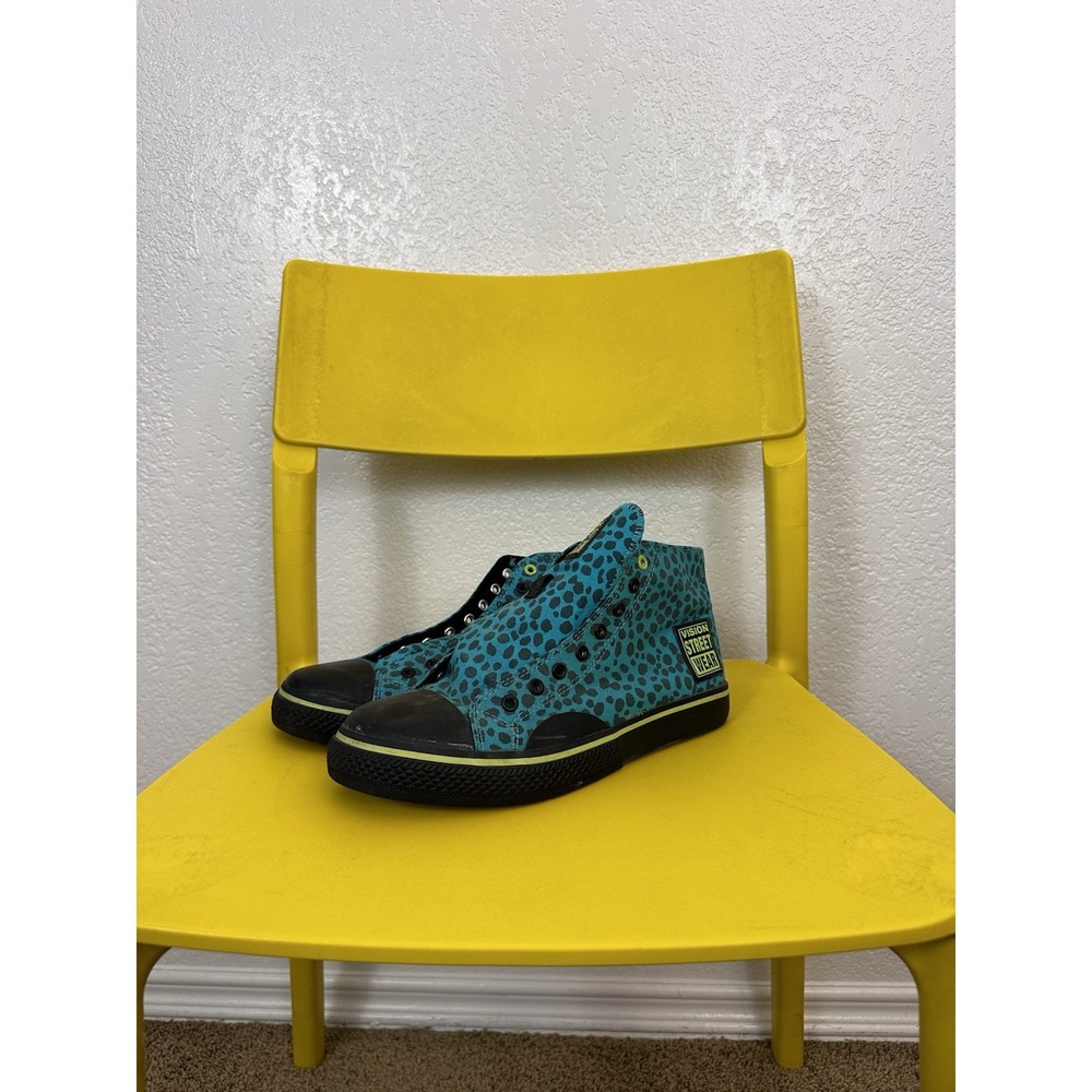 Women's Vision Street Wear High-Top Sneakers - Blue Leopard Print - Size 9.5